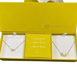 Kendra Scott Elisa Gift Set Of 2 Necklaces Gold Ivory Mop Brand New in Box